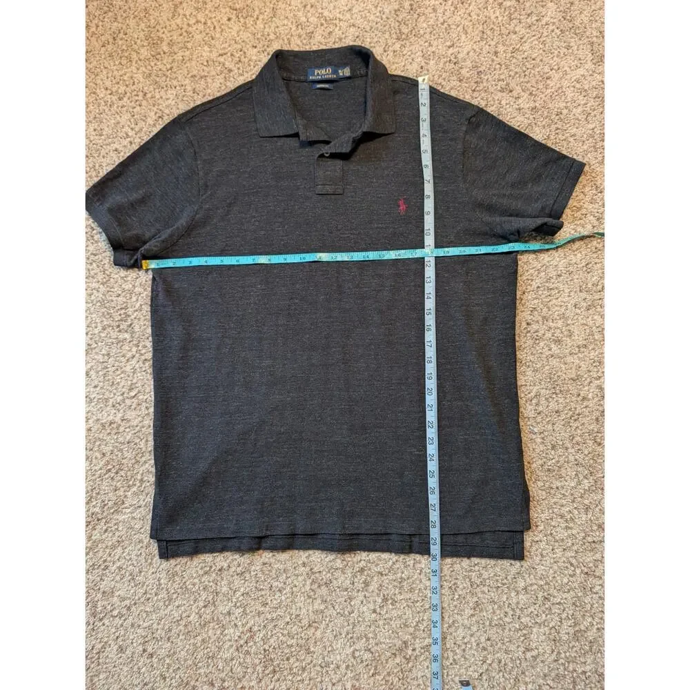 Polo Ralph Lauren Custom Fit Polo Shirt Men XL Dark Gray Heather Cotton Mesh
